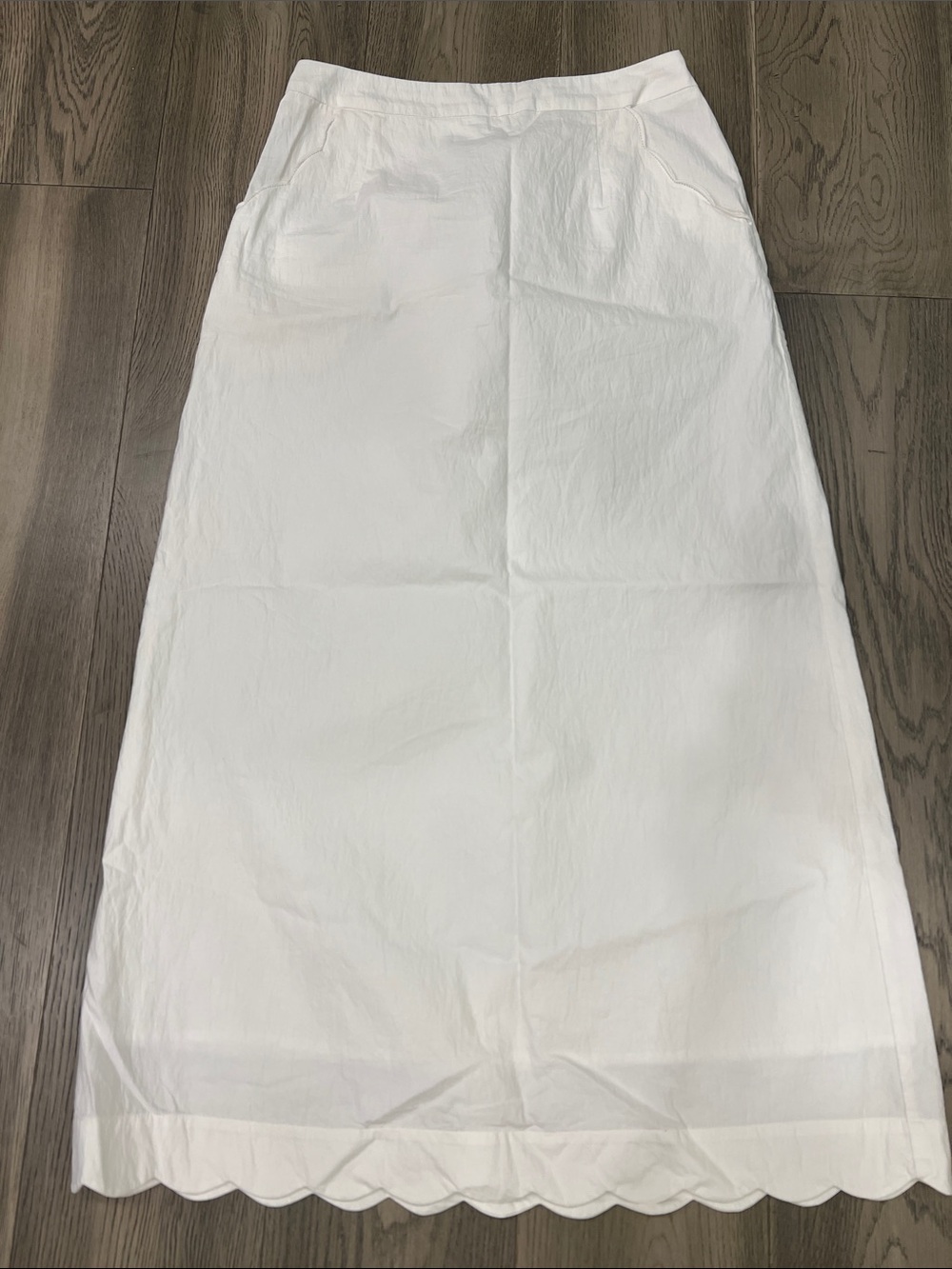 White Scallop-Hem Maxi Skirt